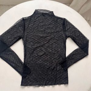 SOLD - Dynamite Sheer Mesh Black Mock Neck Long Sleeve Top Size XS